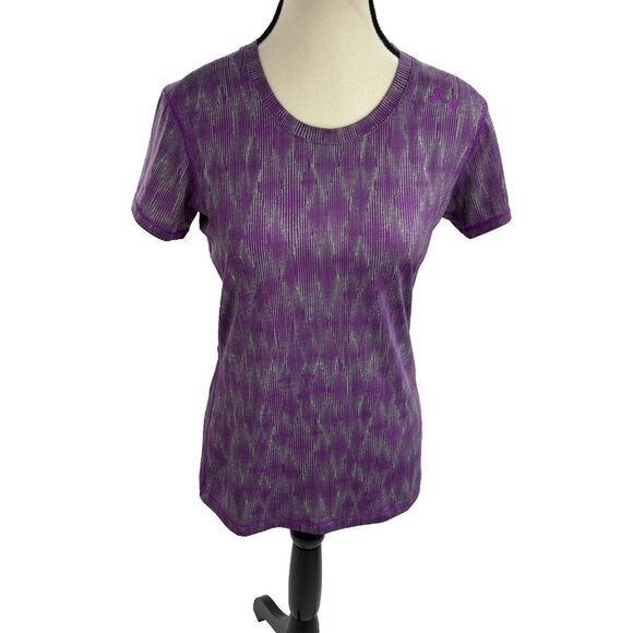 Under Armour Womens S Purple HeatGear Fitted Athletic Tee Training Top - Picture 1 of 6